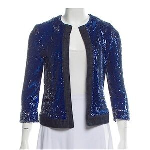 PINKO TAG Sequin Embellished Jacket in Blue Denim NWOT